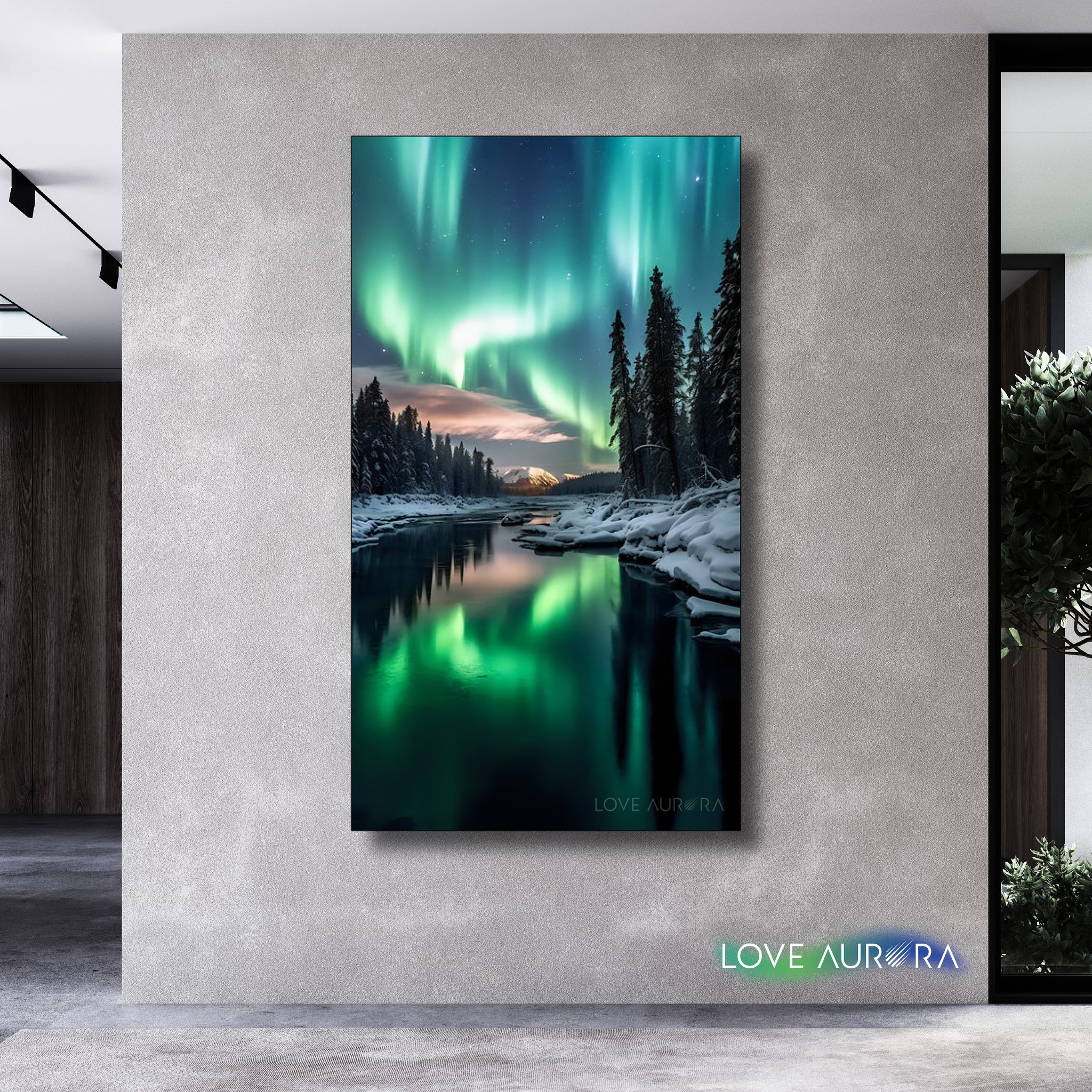 LoveMyAurora Forest With Snow (Vertical)